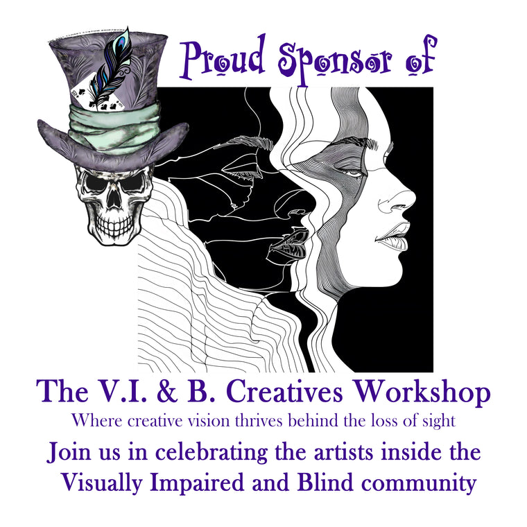 Proud Sponsor of The Visually Impaired and Blind Creatives Workshop with artistic design elements and text.